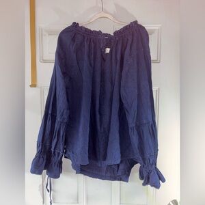 We The Free navy peasant style top size S